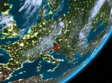 Geceleri Slovenya yörünge görünümü