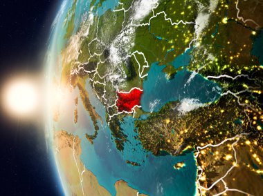 Yeryüzünde günbatımı sırasında Bulgaristan