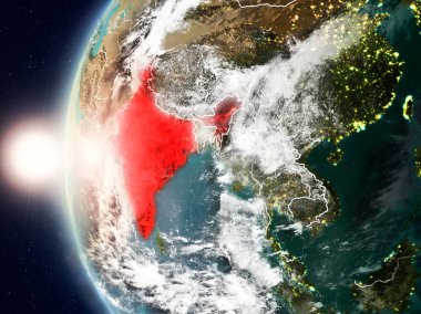 Yeryüzünde günbatımı sırasında Hindistan