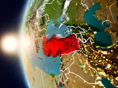 Yeryüzünde günbatımı sırasında Türkiye