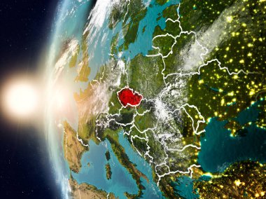 Yeryüzünde günbatımı sırasında Çek Cumhuriyeti