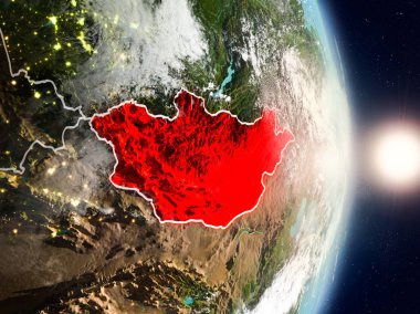 Moğolistan gündoğumu sırasında