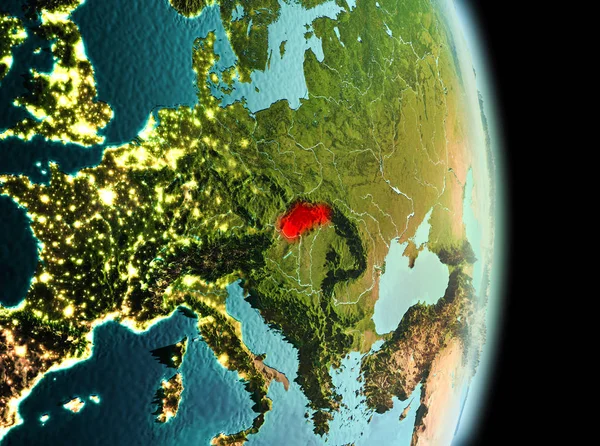 Slovakien i morgon från orbit — Stockfoto
