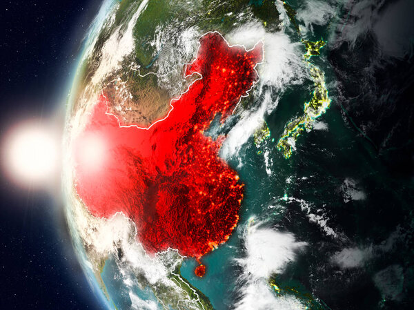 China during sunset on Earth