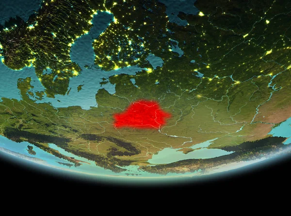 地球上の夜のベラルーシ — ストック写真
