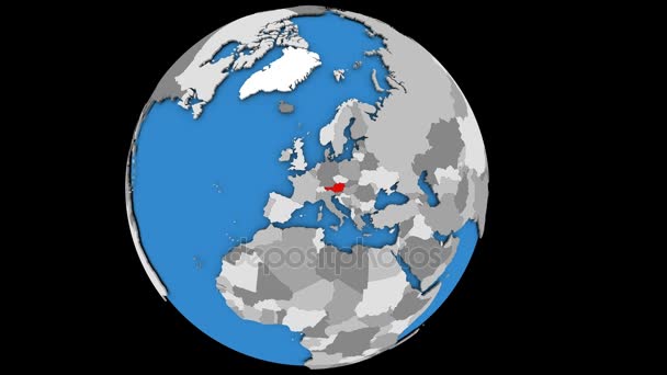 Zooming para a Áustria no globo — Vídeo de Stock
