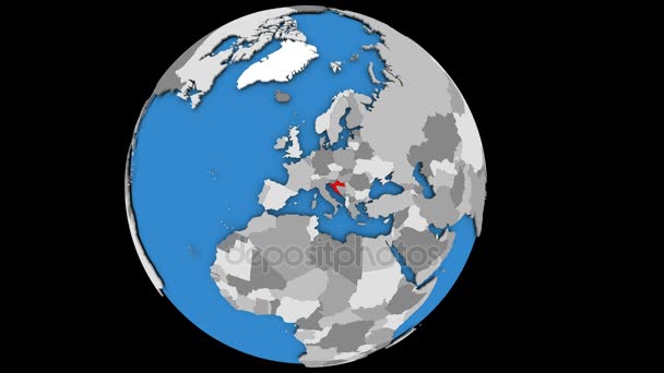 Zoom sur la Croatie sur le globe — Video