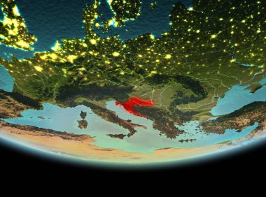 Dünya üzerinde gece Hırvatistan
