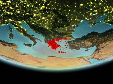 Dünya üzerinde gece Yunanistan