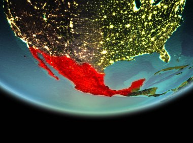 Dünya üzerinde gece Meksika