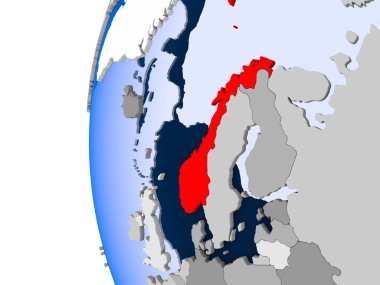 Norveç Haritası siyasi dünya üzerinde