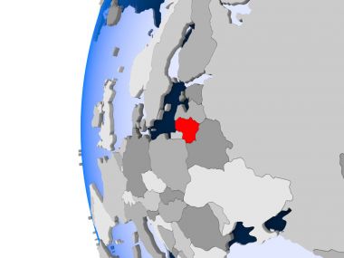 Litvanya Haritası siyasi dünya üzerinde