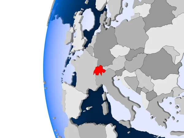 Mapa Švýcarska na politické globe — Stock fotografie