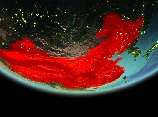 China's nachts op aarde — Stockfoto