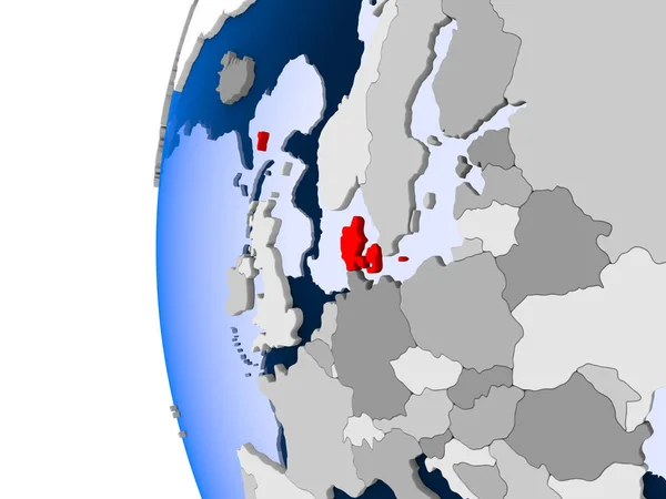 Carte du Danemark sur le globe politique — Photo