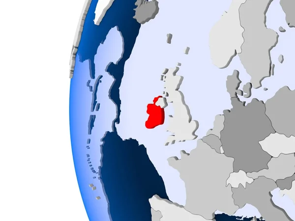 Kaart van Ierland op politieke wereldbol — Stockfoto