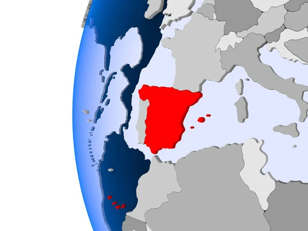 Карта Испании на политическом глобусе — стоковое фото