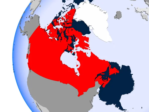加拿大的政治的地球上的地图 — 图库照片
