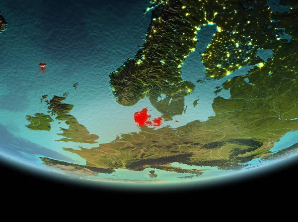 Danimarca di notte sulla Terra — Foto Stock