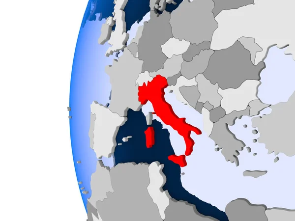 Mappa dell'Italia sul globo politico — Foto Stock