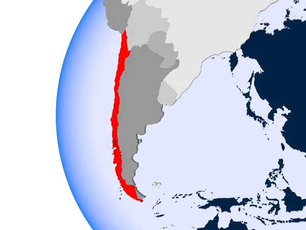 Mapa z Chile na Globus polityczny — Zdjęcie stockowe