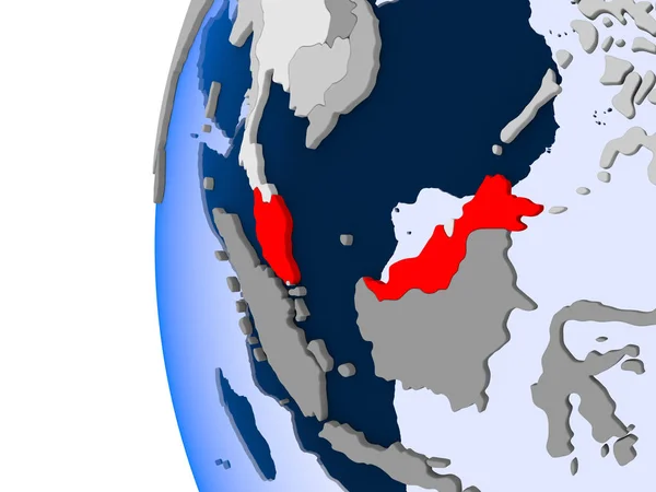 Карта Малайзии на политическом глобусе — стоковое фото