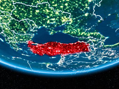 Planet Earth gece uzaydan Türkiye