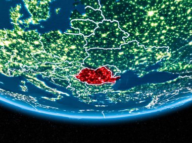 Planet Earth gece uzaydan Romanya