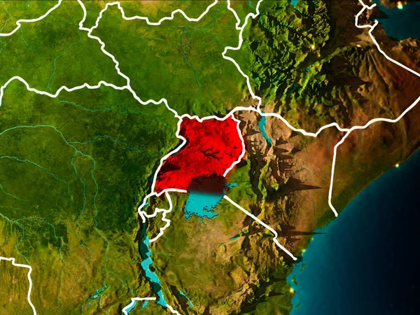 Carte de L'Ouganda sur Terre — Photo