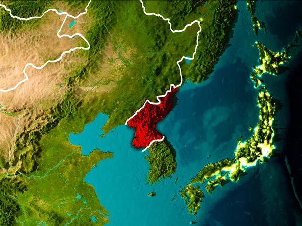 Mapa de Corea del Norte en la Tierra — Foto de Stock