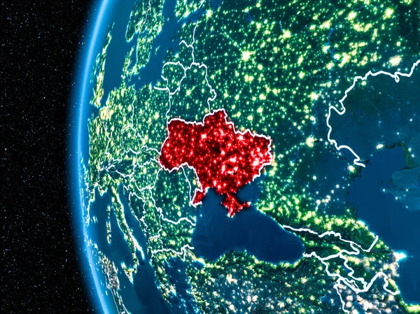 Ucrania en la Tierra por la noche —  Fotos de Stock