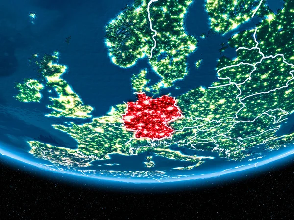 Germany on planet Earth from space at night