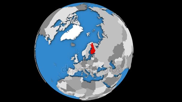 Zoom sur la Finlande sur le globe — Video