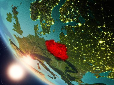 Yeryüzünde günbatımı sırasında Polonya