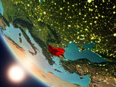 Yeryüzünde günbatımı sırasında Bulgaristan