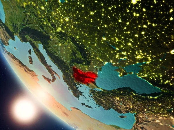 Yeryüzünde günbatımı sırasında Bulgaristan