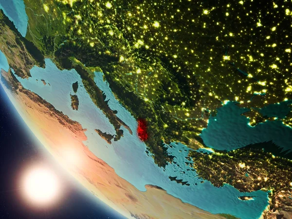 Yeryüzünde günbatımı sırasında Arnavutluk