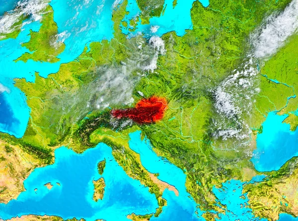 Austria en rojo en la Tierra — Foto de Stock
