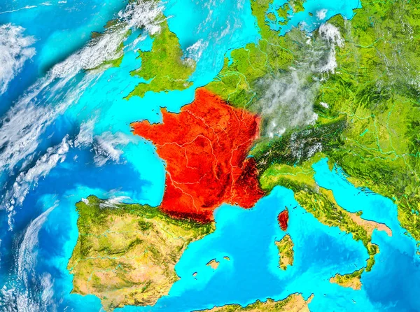 Francia en rojo en la Tierra — Foto de Stock