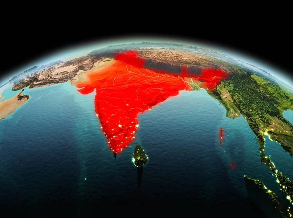 Hindistan uzayda Dünya gezegeninde — Stok fotoğraf