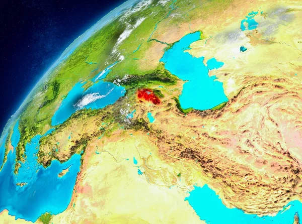 Ermenistan'ın uzay görünümünde kırmızı — Stok fotoğraf