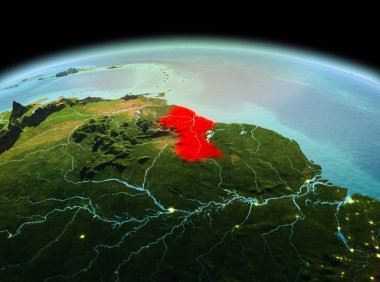 Guyana uzayda Dünya gezegeninde