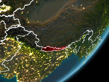 Dünya 'da gece vakti Nepal