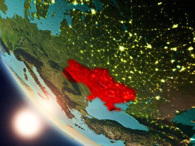 Yeryüzünde günbatımı sırasında Ukrayna