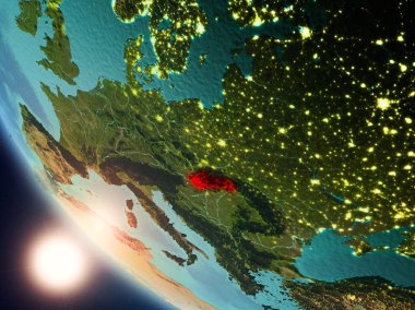 Yeryüzünde günbatımı sırasında Slovakya