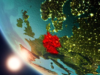 Yeryüzünde günbatımı sırasında Almanya