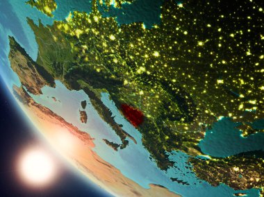 Yeryüzünde günbatımı sırasında Bosna ve Hersek