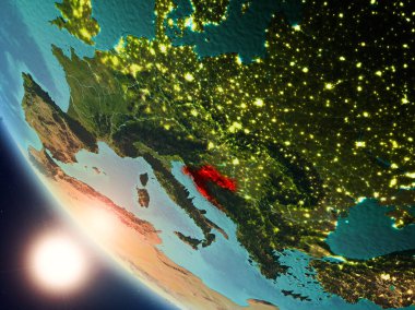 Yeryüzünde günbatımı sırasında Hırvatistan