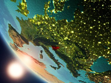 Yeryüzünde günbatımı sırasında Slovenya