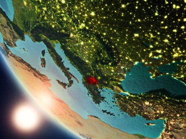 Yeryüzünde günbatımı sırasında Makedonya